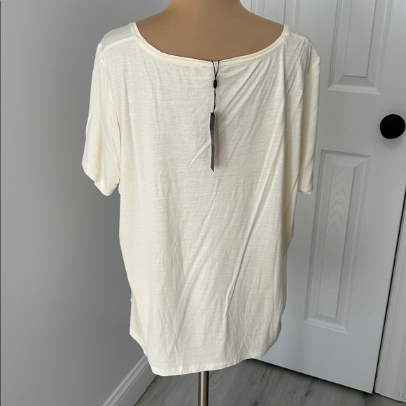Talbots Cream Ruffle Front Tee - Picture 3 of 9